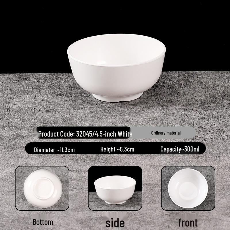 A5 Melamine Small White Bowl for Catering: Rice, Soup, Porridge & Seasoning