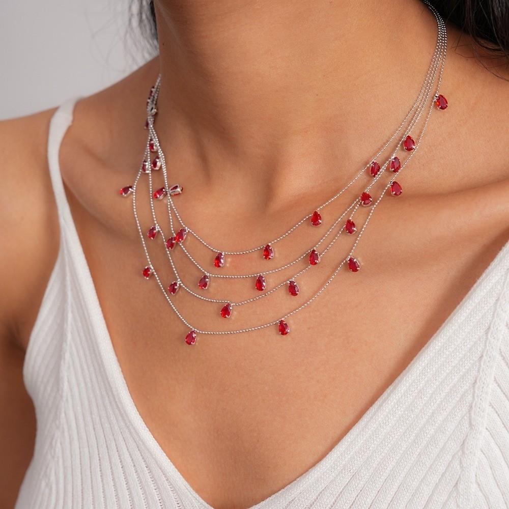 Light Luxury Water Drop Shining Choker Fashion Rhinestone Jewelry Crystal Tassel Necklace Women