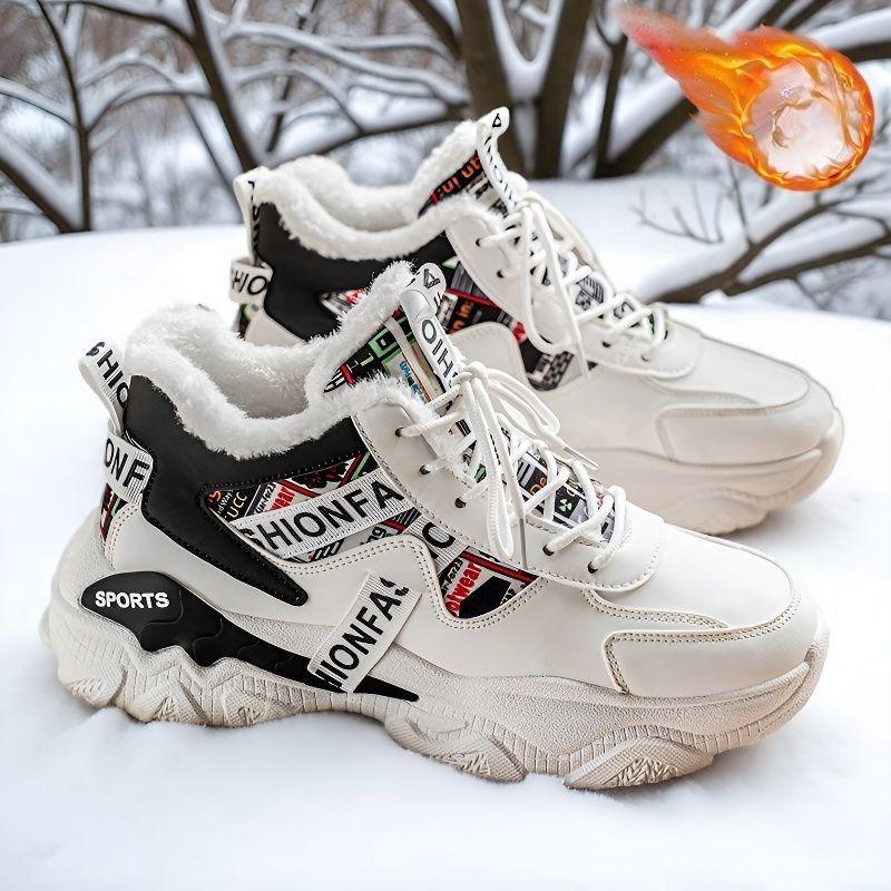 Men's Snow  Boots Winter Velvet High-top Sports Shoes Trendy Versatile Thick-soled Thickened Warm Dad Shoes
