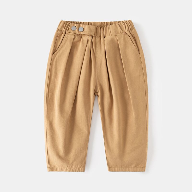 Solid Color Pants, Boys Casual Pants, Long Pants, Spring and Autumn Children s Clothing, Korean Style, Loose Fit for Young Boys, Toddler Pants Khaki 90 cm