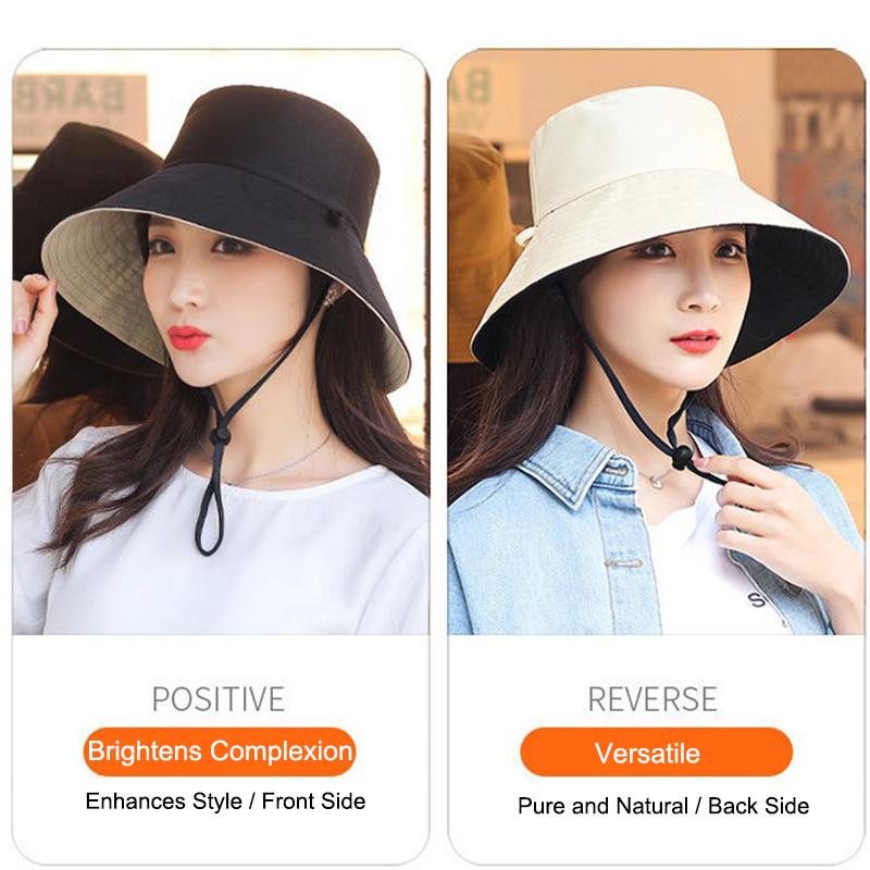 Reversible Sun Hat For Women - Wide Brim Sun Protection Bucket Hat, Spring And Summer Style