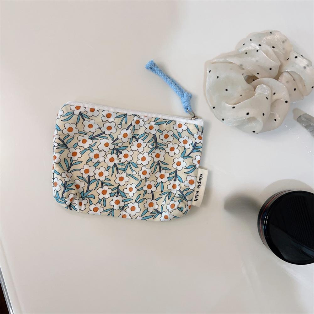 Mini-Baumwoll-Blumen-Organizer-Taschen für Damen, kleine Stoff-Kosmetik-Make-up-Tasche, kleine Geldbörse, Münzfach, Kinder-Kosmetiketui