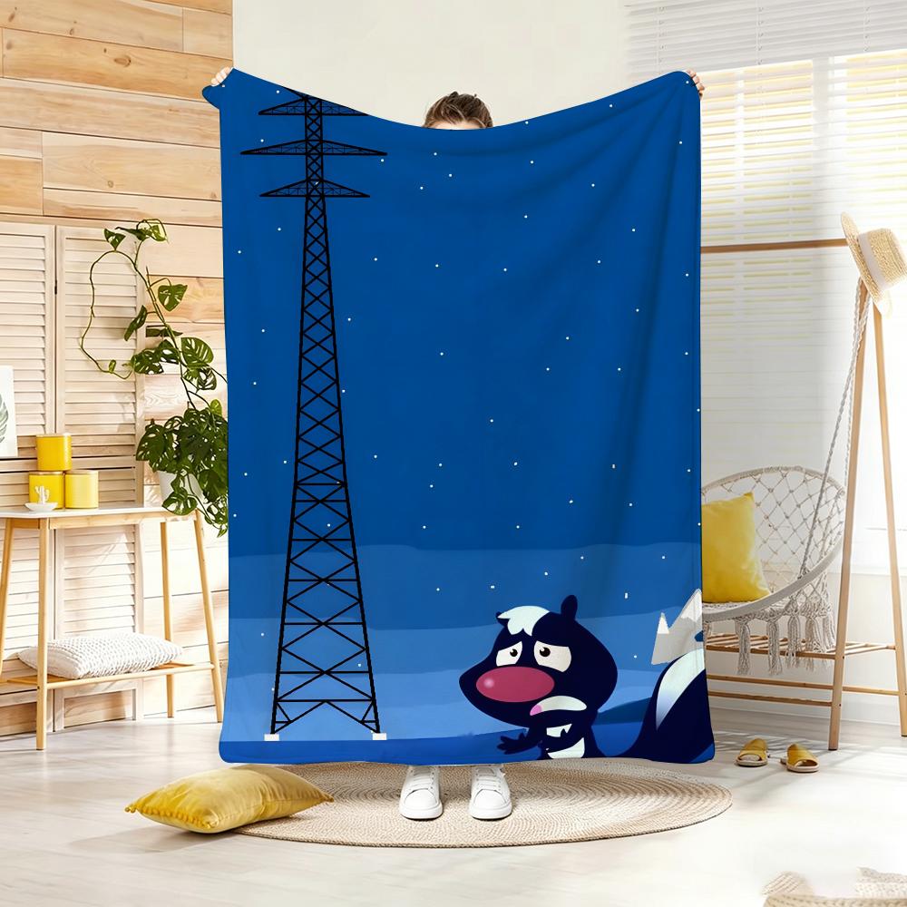 Kids Cartoon S-Skunk Fu Throw Lightweight 240G Flannel Blanket Soft Skin-Friendly For Summer Cooling