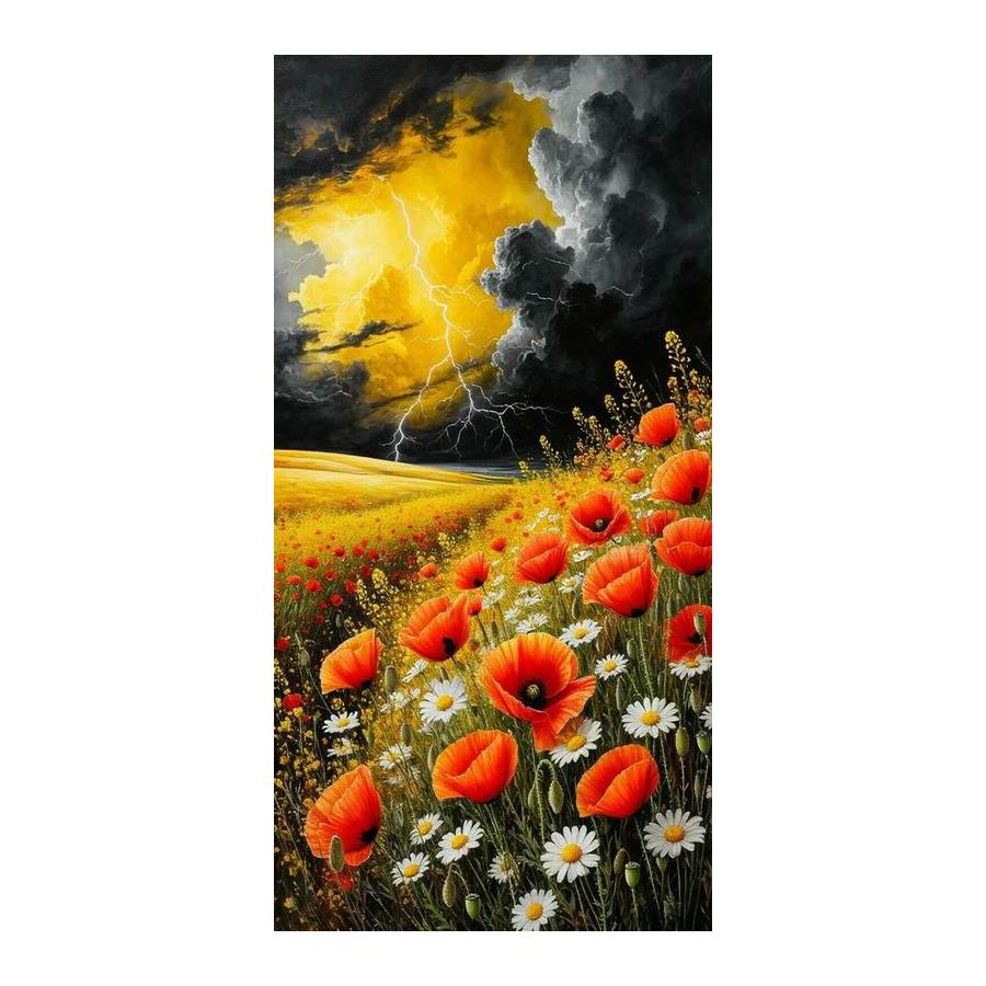 

Lightning Poppy Flower Large Size Diamond Painting New Collection Scenery Castle Red Rose Diy Full Drill Rhinestone Embroidery Mosaic Cross Stitch Kit Square drill 30x60cm