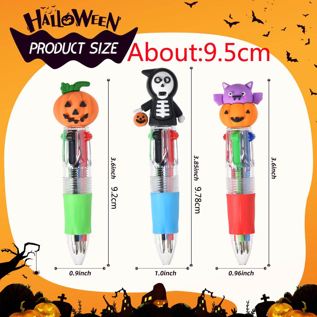 5/10 Stück Halloween Stifte Mini 4-in-1 Farben Einziehbar Bunter Kugelschreiber Kürbis Geist Fledermaus Schreibwaren Schulparty Geschenk