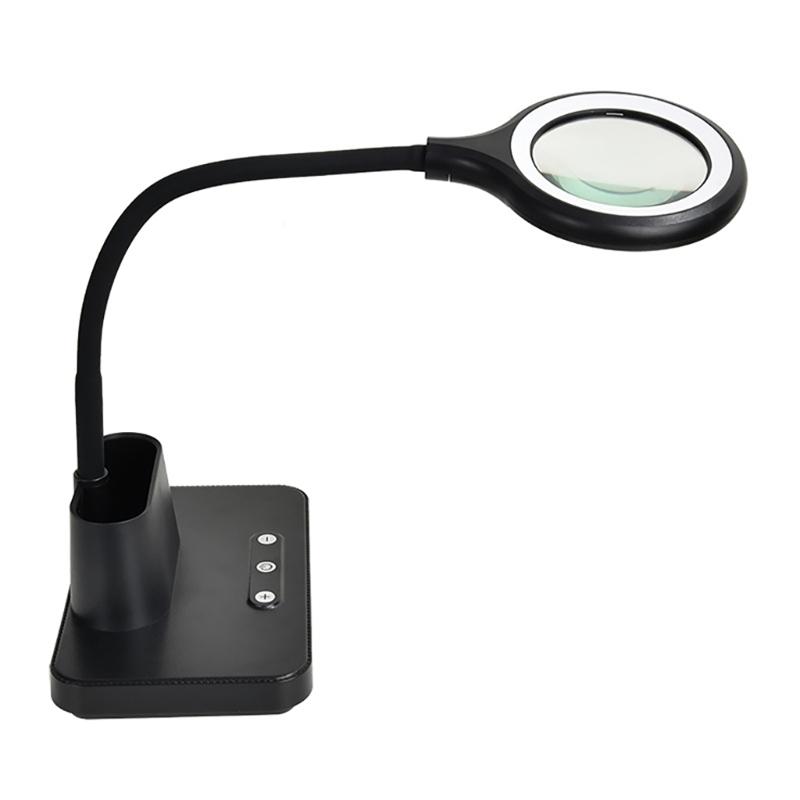 Mehrzweck-Schreibtischlampenlupe mit 5-facher Vergrößerung, drei Lichteinstellungen und USB-Aufladung zum Basteln und Lesen