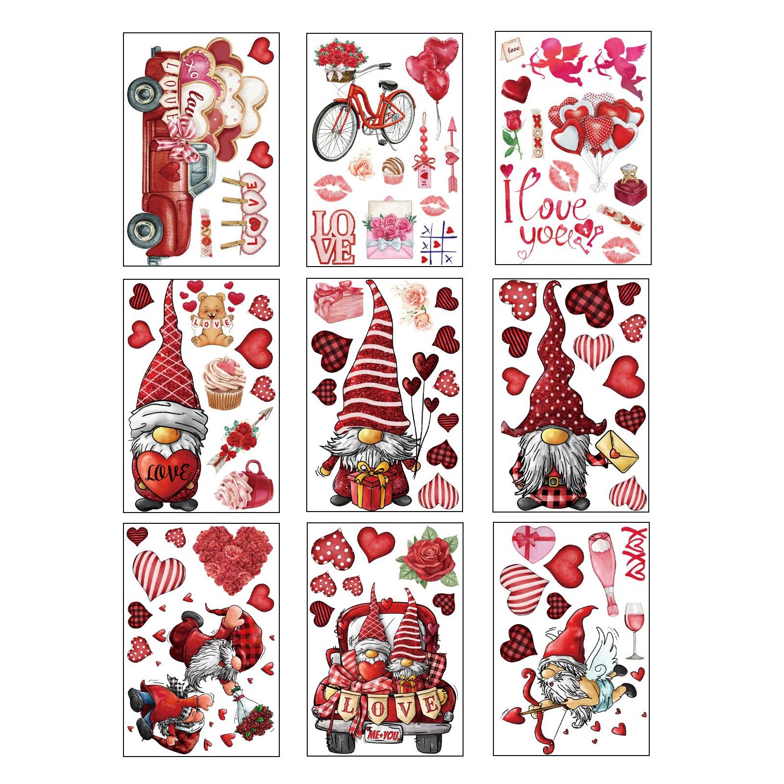 

Декорації на вікна до Дня святого Валентина Наклейки-сердечка День закоханих Декалі на вікна 9 аркушів Декорації на вікна до Дня святого Валентина Весільна вечірка One Size