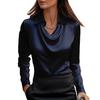 Elegant Women Fashionable Solid Color Casual Long Sleeve V Neck Pullover Top Shirt