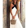 IHUASU Women's Fashion Summer Spring Solid Color Print Sleeveless Casual Dresses