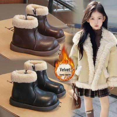 Nuovo Stile Inverno 2025 Stivali da Neve per Bambini - Cotone a Due Strati con Pelliccia Sintetica, Stivaletti Corti Spessi per Bambine