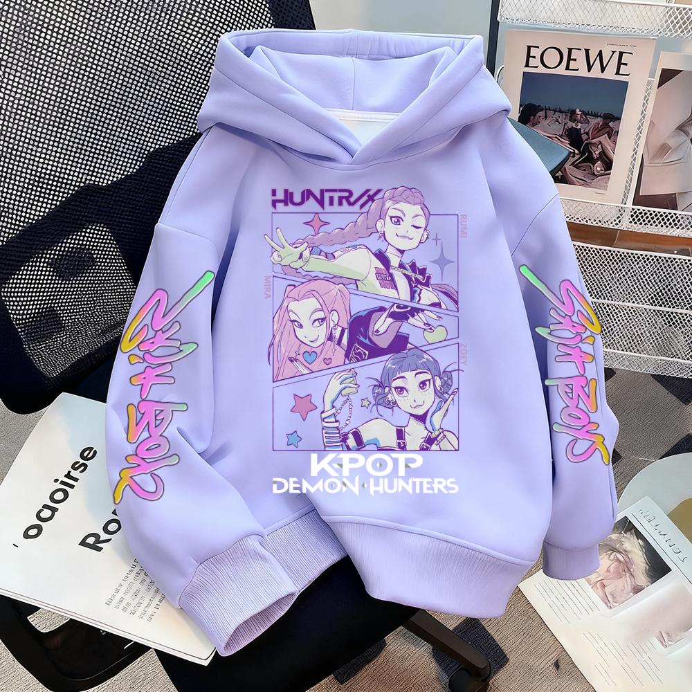 Kpop Demon Hunters Sweatshirt Kids Hoodie Casual Fashion Autumn Winter Boys Girls Warm Anime Clothes