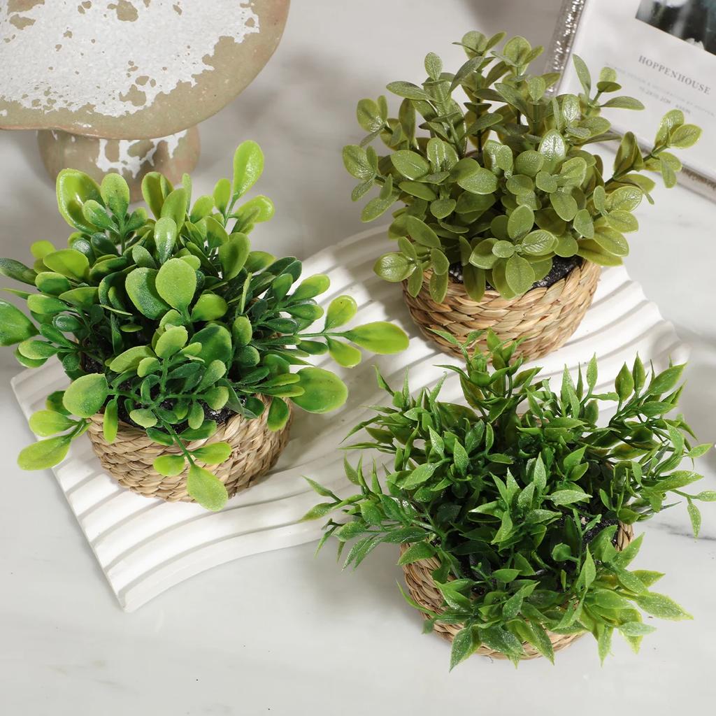 3 Stück Grüne Künstliche Pflanzen Gras Gewebte Kleine Topfpflanzen Heimdekoration home decor home decoration Pflanzen