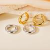 European American Classic Smooth C-Shaped Hoop Titanium Steel Retro Earrings for Women
