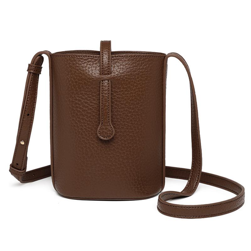 Mini lightweight soft leather bucket bag 2024 new fashion small bag for women Korean version textured casual crossbody phone bag