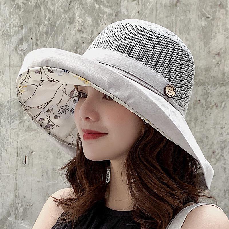 Women's Summer UV-Protection Wide Brim Bucket Hat with Face Covering - Korean Style