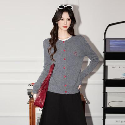 Tluoman Damen Bestickter Schleife Langarm Strick-Cardigan