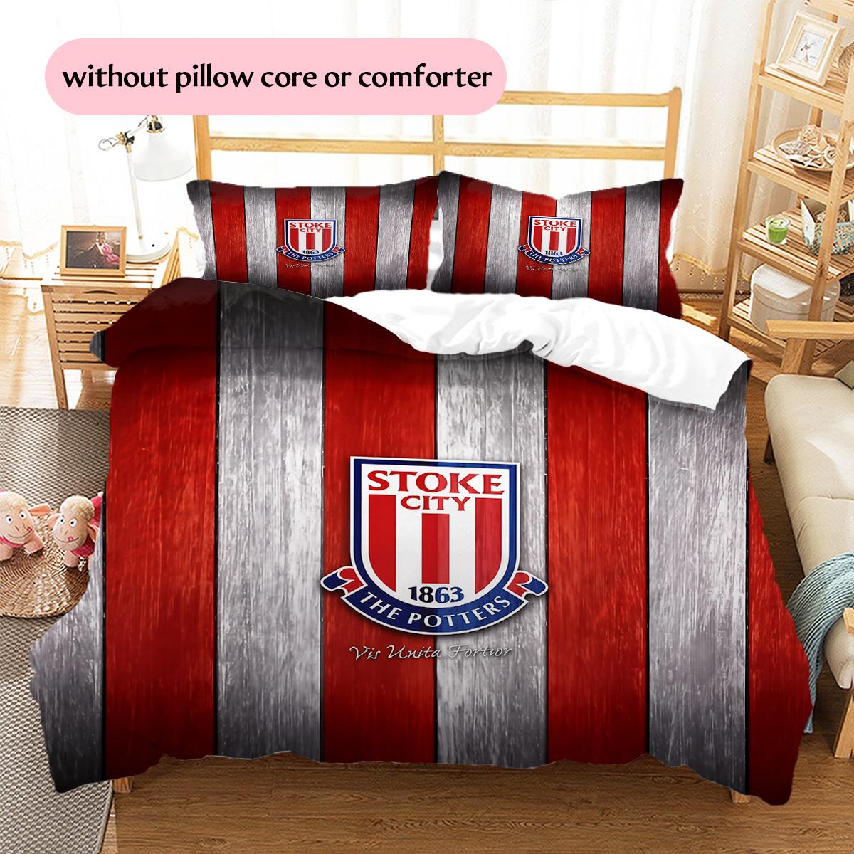 

Stoke City FC Pattern Bedding Quilt Set Home Decoration Gift (1 * duvet cover + 2 * pillowcase without core) 135x200cm