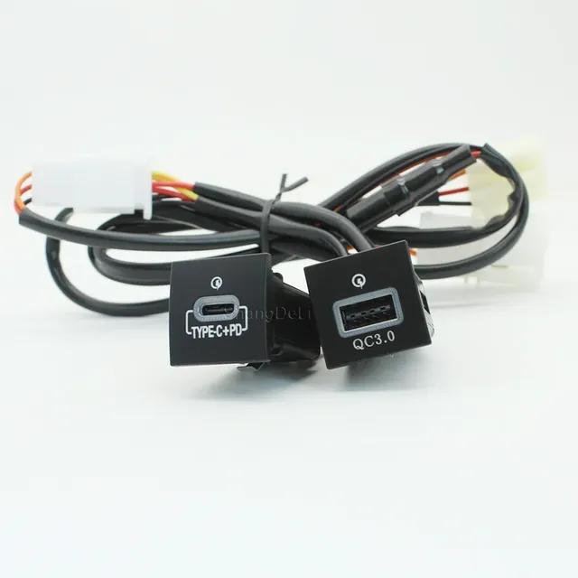 Car USB Charger PD Quick Charge QC3.0 Phone Charging Adapter Outlet Button For Volkswagen Golf 6 Jetta 5 MK6 Scirocco 2006-2012