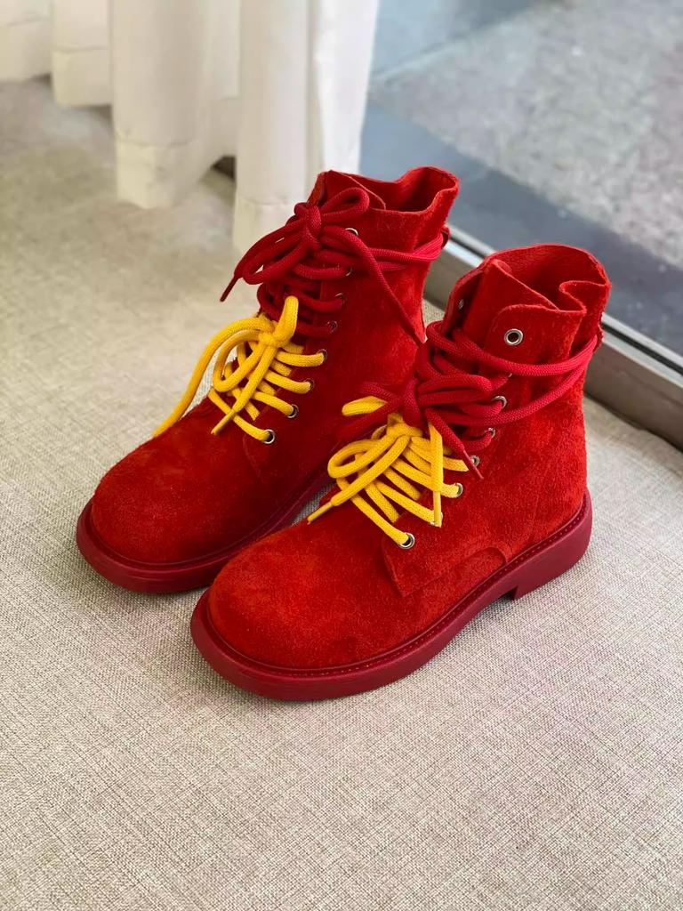 The First Layer of Cowhide Martin Boots Women's Versatile European and American Style Summer New Color Short Boots Women's Boots Double Strap Locomoti