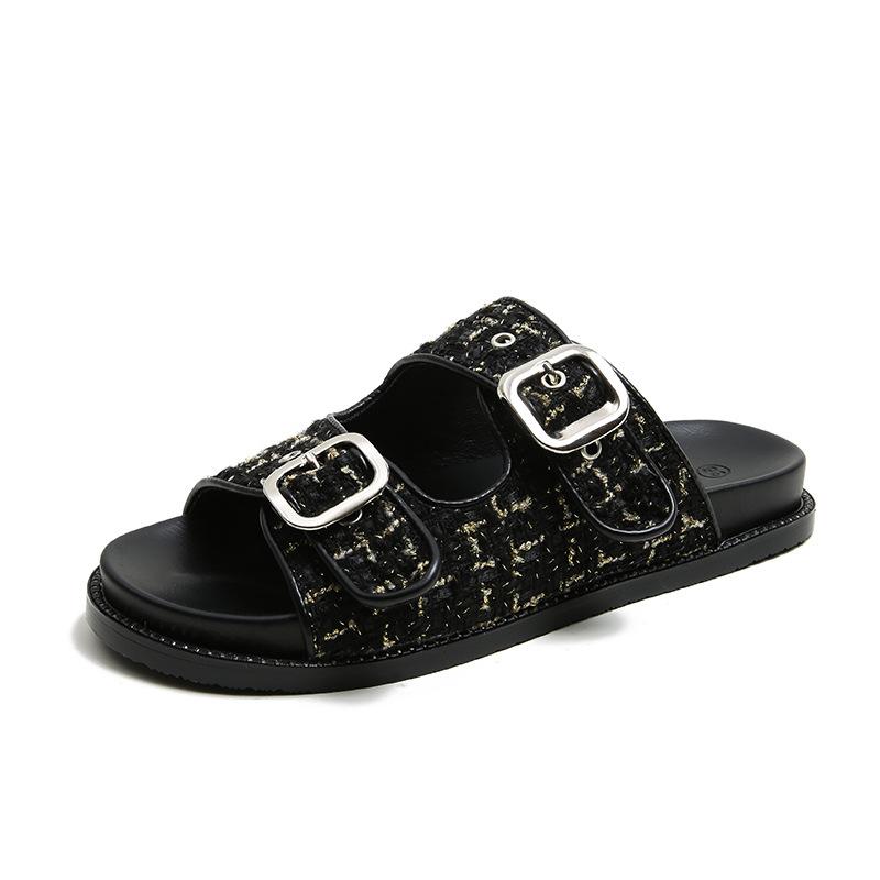 Fashion Big Size 34-43 Women Flat Heels Sandals Comfy Slip On Slides Woman Slippers Outside Rubber Flip Flops Femme Shoes Clogs Summer