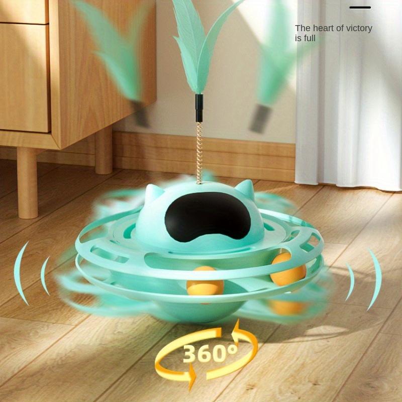Interaktives Katzen-Tumbler-Drehspielzeug mit Federn und Unterhaltungsteller