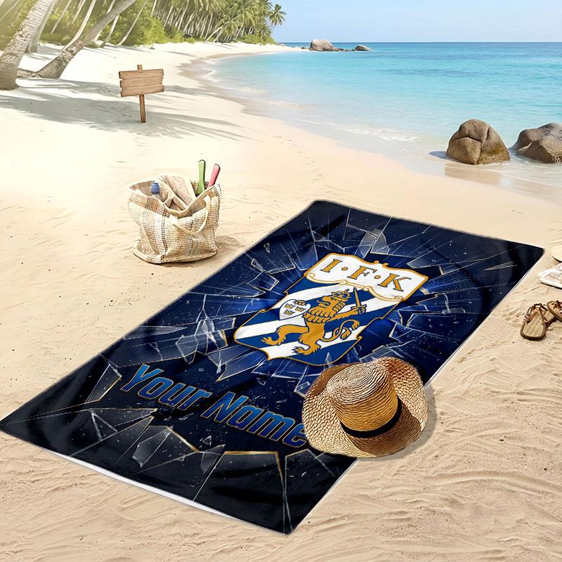 Ifk göteborg Personalisiertes Bedrucktes Strandtuch Fußballlogo Unterstützung Benutzerdefinierter Name Text Saugfähiges Handtuch für Sport Reisen Besonderes Geschenk