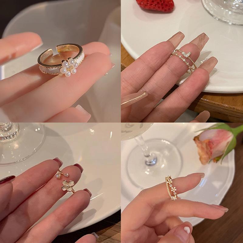 Classic Twist Chain Open Rings For Women Zircon Stainless Steel Geometric Twist Wrapped Couple Ring Wedding Aesthetic