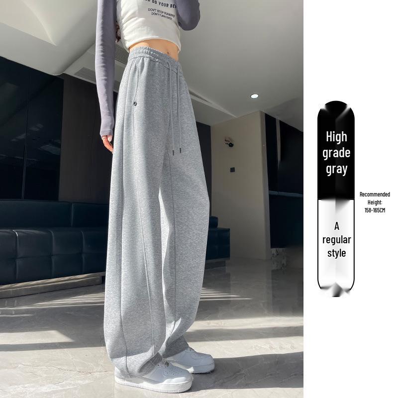 Women's 2025 High-Waisted Draping Petit Banana Sweatpants - Casual Straight Leg