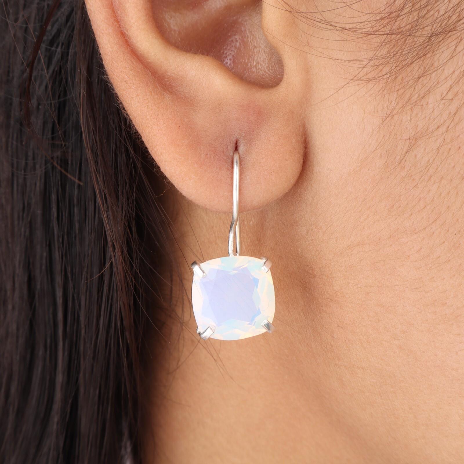 

Milky Opal Gemstone 925 Sterling Silver Jewelry Handmade Drop/Dangle Earrings1 EE-172-16