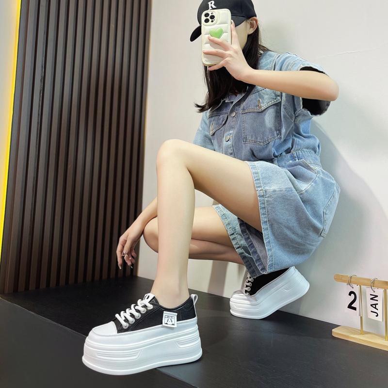 Leather little white shoes women's summer mesh single shoes muffin platform sports shoes small casual shoes tide