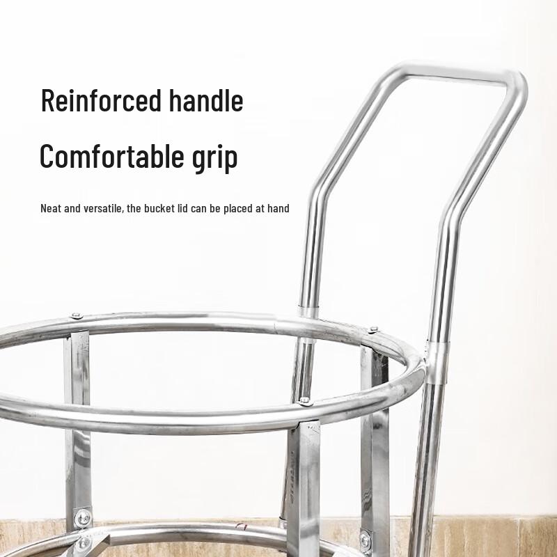 45cm 304 Stainless Steel Single Bucket Hand Push Cart