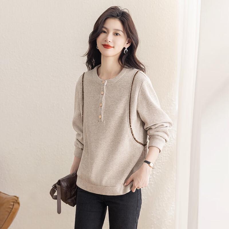 Damska bluza z łatami i okrągłym dekoltem, z długim rękawem, marki Sybilla