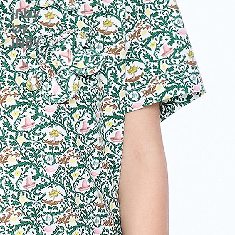 JNBY by JNBY Girls' Floral Print Crew Neck Cotton T-Shirt