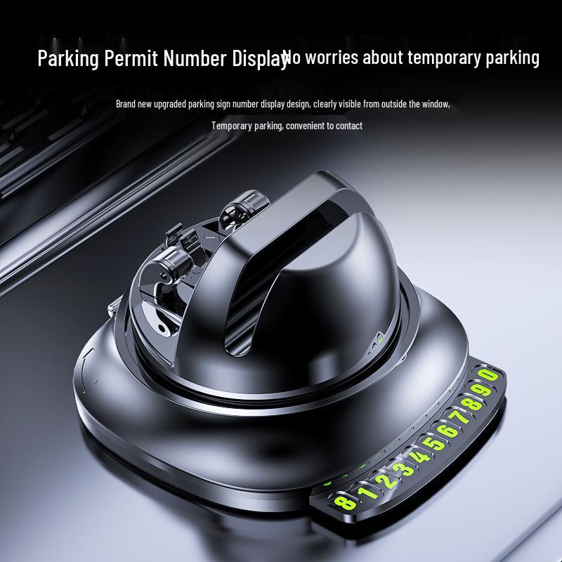 Car Phone Holder & Temporary Parking Number Plate - Rotatable, Non-Slip, Multi-Functional Console Mount