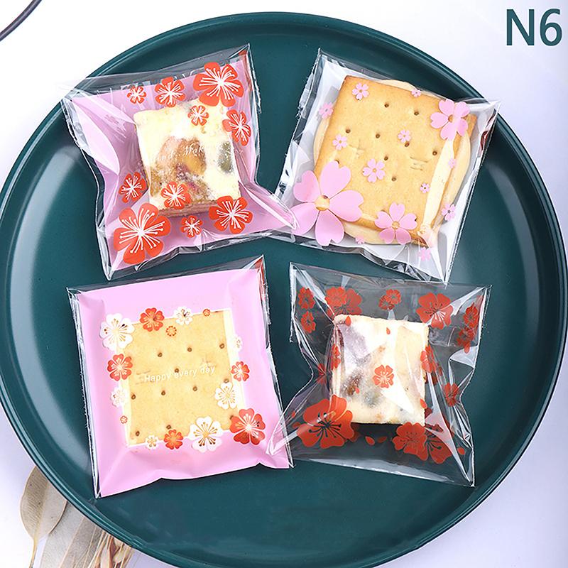 100 stk Mini Tegneseriekatt Emballasjepose, Bake Snacks Selvklebende Pose, Tegneseriekatt Kjeks Kake Emballasjepose