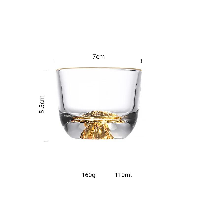 

110 мл 4 унции прозрачные маленькие стеклянные стаканы для спиртного соджу с золотым ободком и полукруглым дном в форме горы, чашка для чая Kong Fu Master 101-200ml