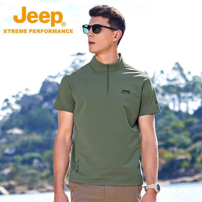 JEEP Men s Quick-Dry Stand-Collar Short-Sleeve T-Shirt 3XL