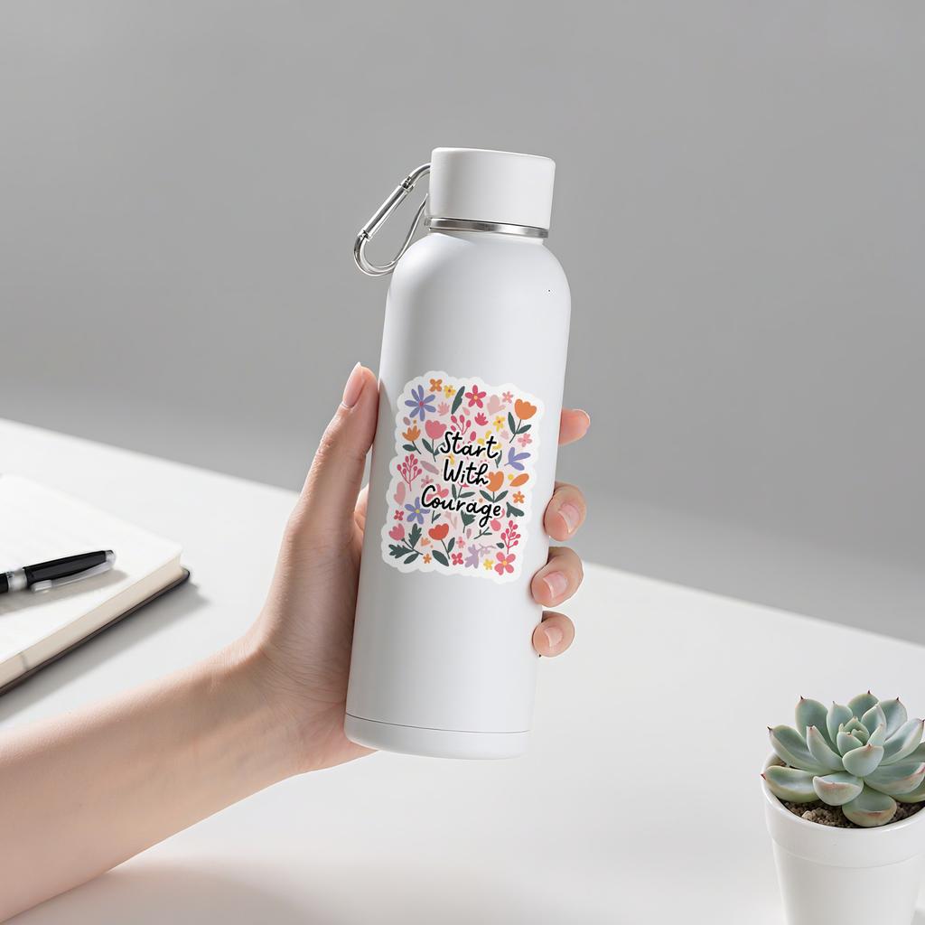 50 Flower Motivational Phrases Graffiti Stickers Water Cup Suitcase Skateboard Mobile Phone Computer Waterproof Decorative Stickers
