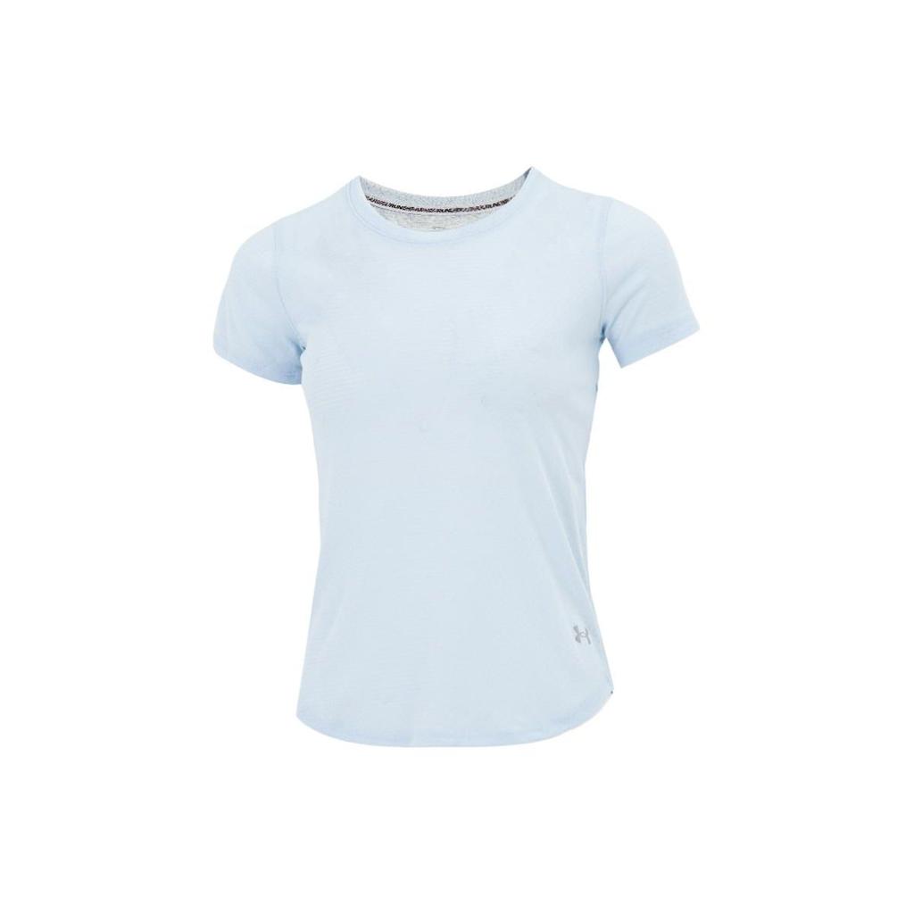 Under Armour Solid Color Crew Neck T-Shirt Women Tops Light-Blue 1361371-438