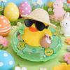 1 Stück Gelbe Gummi-Ente Auto Armaturenbrett Dekoration Sommer Strand Stil mit Kokosnuss Schwimmring Hut Lustiges Innenraum Ornament