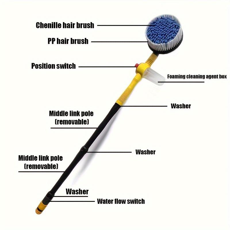 Zestaw do mycia samochodów, obrotowy mop samochodowy 360°, szczotka do czyszczenia samochodu z mikrofibry, wyjmowana szczotka teleskopowa, duża dysza natryskowa, pistolet natryskowy