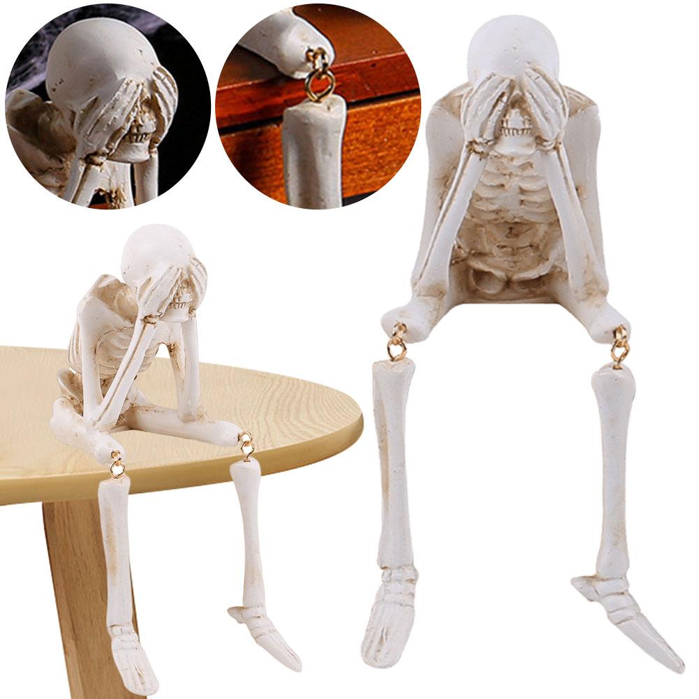 Skull Statues See Speak Hear No Evil Skeleton Figurine Crafts Ornaments Collectibles Statues for Skeleton Lovers Halloween Decor