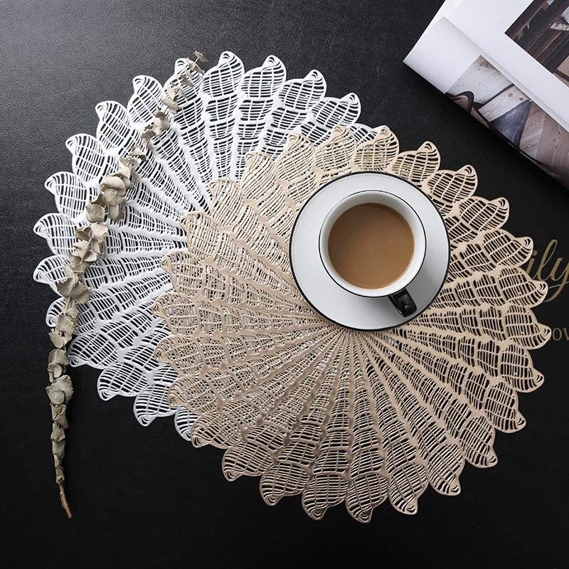38x38cm Conch Hollow Gold Silver Placemat Home Restaurant PVC Heat Insulation Pad Dinner Table Mat