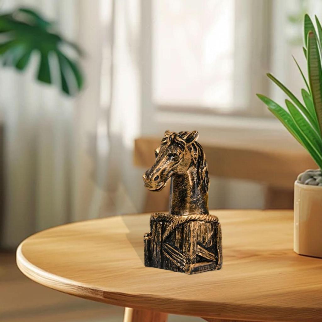 Resin Horse Head Ornament Animal Figurine Elegant Tabletop Sculpture for Office Desktop Aesthetic Room Decoration