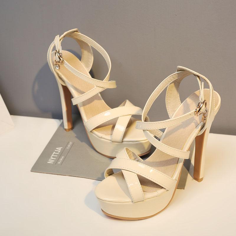 Duży Rozmiar 34-43 13cm Wysokie Obcasy Szpilka Platforma Odkryte Palce Sandały Dla Kobiet Letnie Buty Cienki Obcas Sandały Gladiator WSH5321