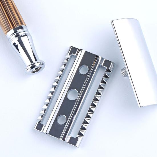 Yousheng Beard Razor Manual Ergonomics Handle Lightweight Reusable Bamboo Handle Eco-Friendly Double Edge Razor for Home Use