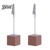 Organizzatore da scrivania per ufficio 2 pezzi Base cubica in legno Portamemo con clip Mini