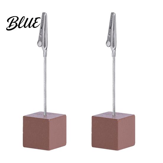 Organizzatore da scrivania per ufficio 2 pezzi Base cubica in legno Portamemo con clip Mini