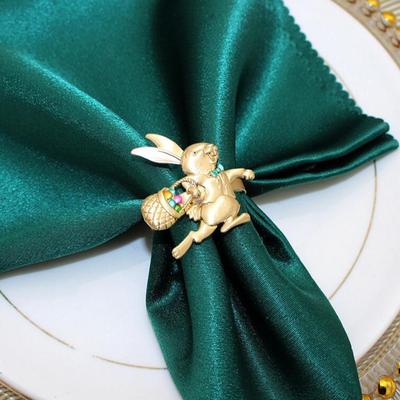 Servilleteros con forma de conejito de Pascua, porta anillos para mesa de comedor, exquisita hebilla para servilletas
