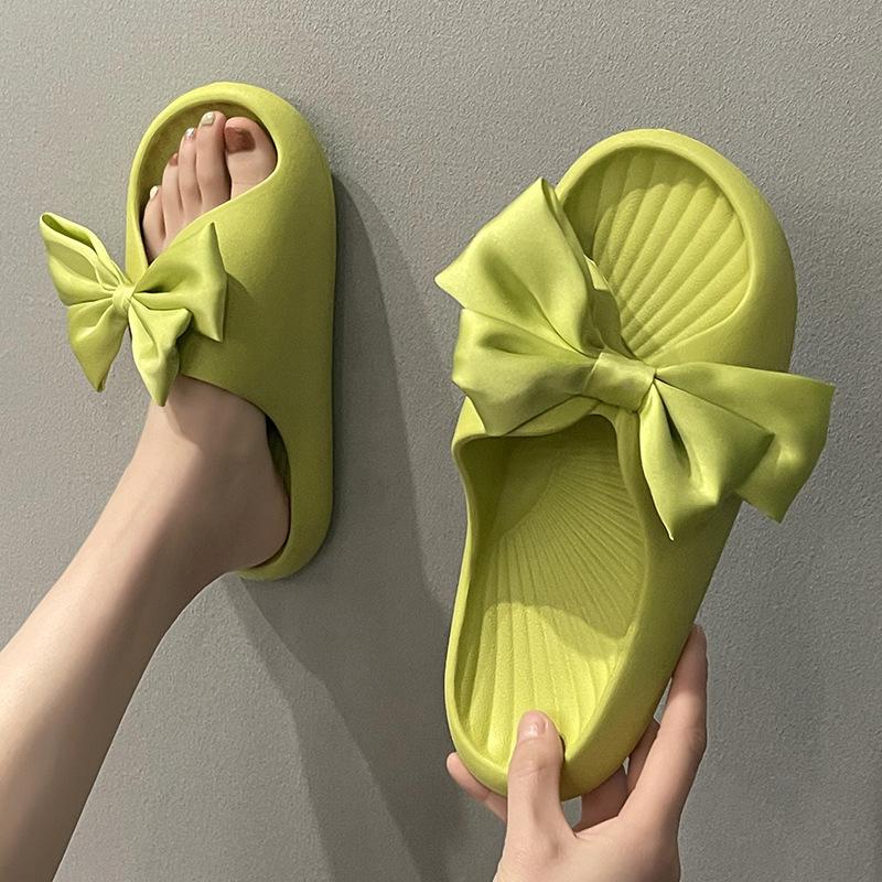 fashion Summer Women's Shoes Outdoor Fashion Bow Comfort Soft Sole Anti-slip EVA Beach Slippers Shoes for Women Zapatos De Mujer